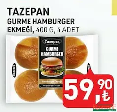 TAZEPAN GURME HAMBURGER EKMEĞİ 400 G 4 ADET